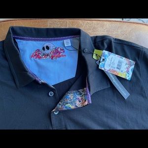 Robert Graham NWT 2XL Black Short Sleeve button detail